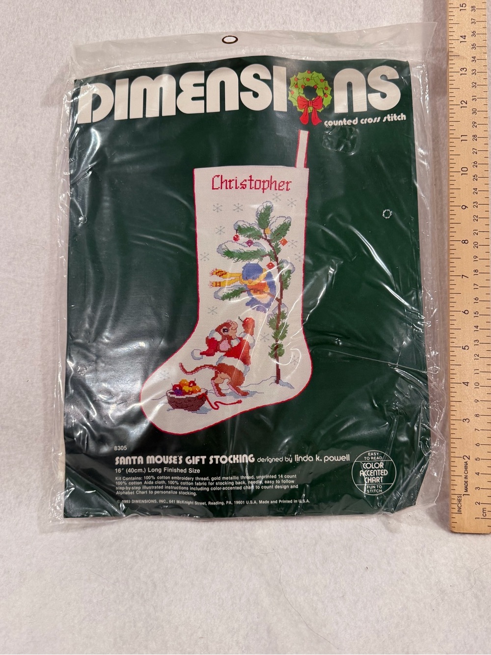 Dimensions Christmas Stocking Cross Stitch Kit in Green and White